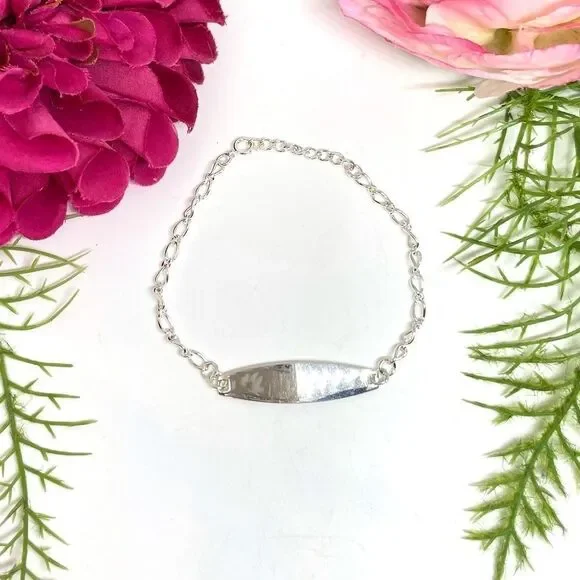 NEW⚜️Silver-Tone Dog Tag Chain Link Bracelet - Picture 4 of 7